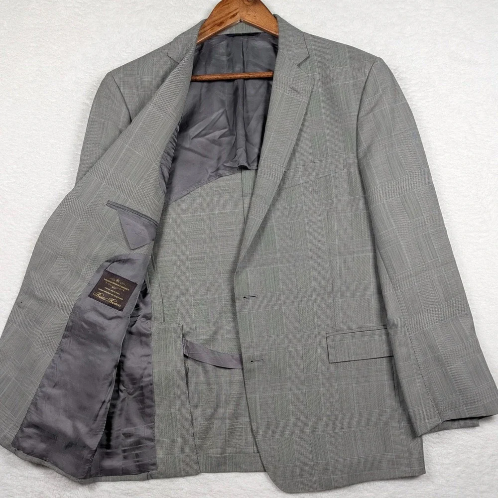 Brooks Brothers Blazer Mens 42R Glen Plaid Regent‎ Wool Mohair Unstructured USA